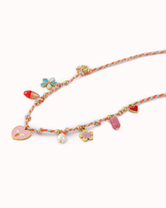 Multicolor touw ketting met hangers - Nouka