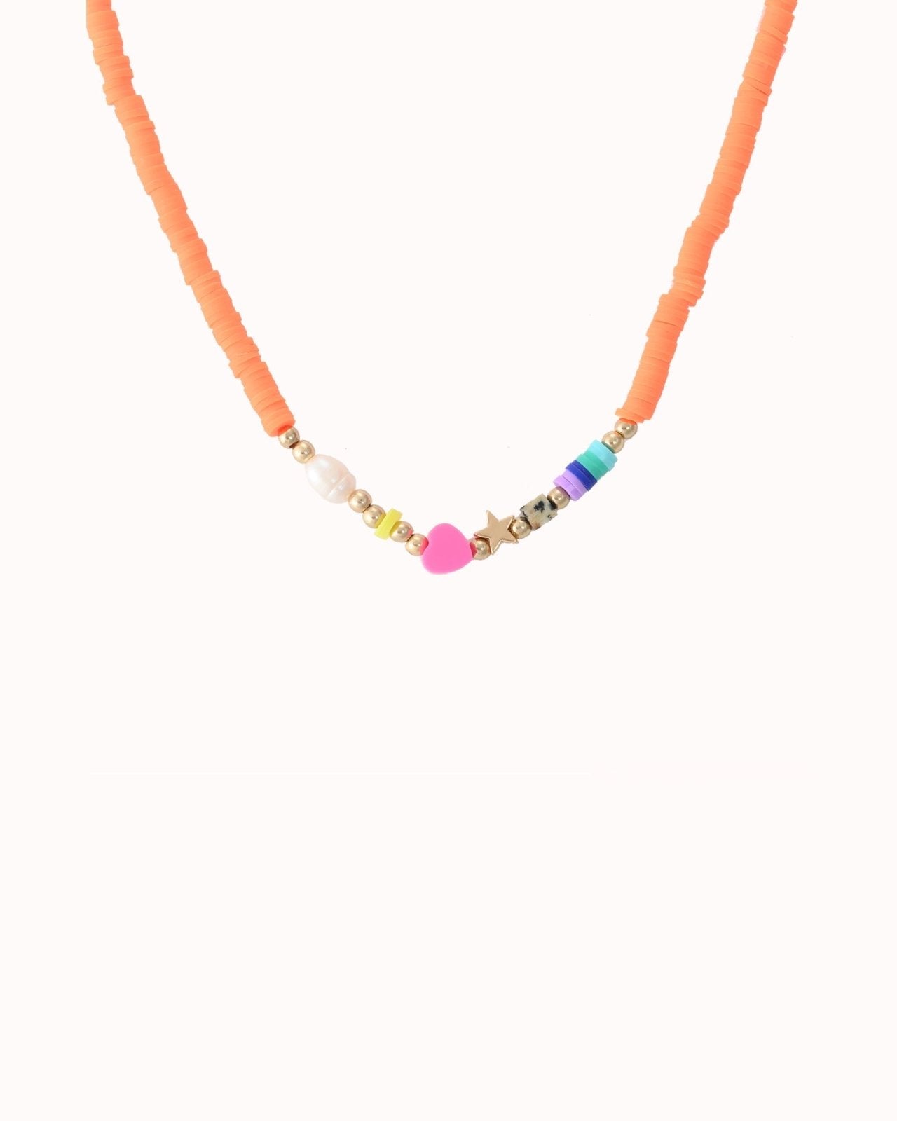 Neon oranje surfkralen ketting - Nouka