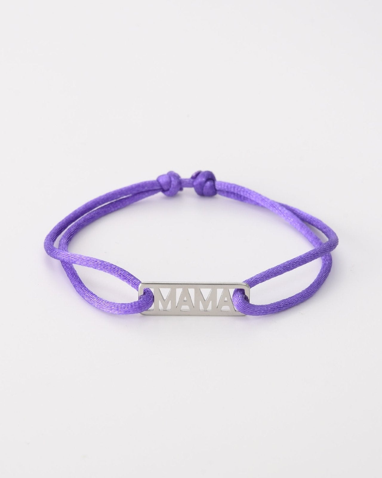 Paarse touw armband met zilverkleurige ''MAMA'' tekst - Nouka