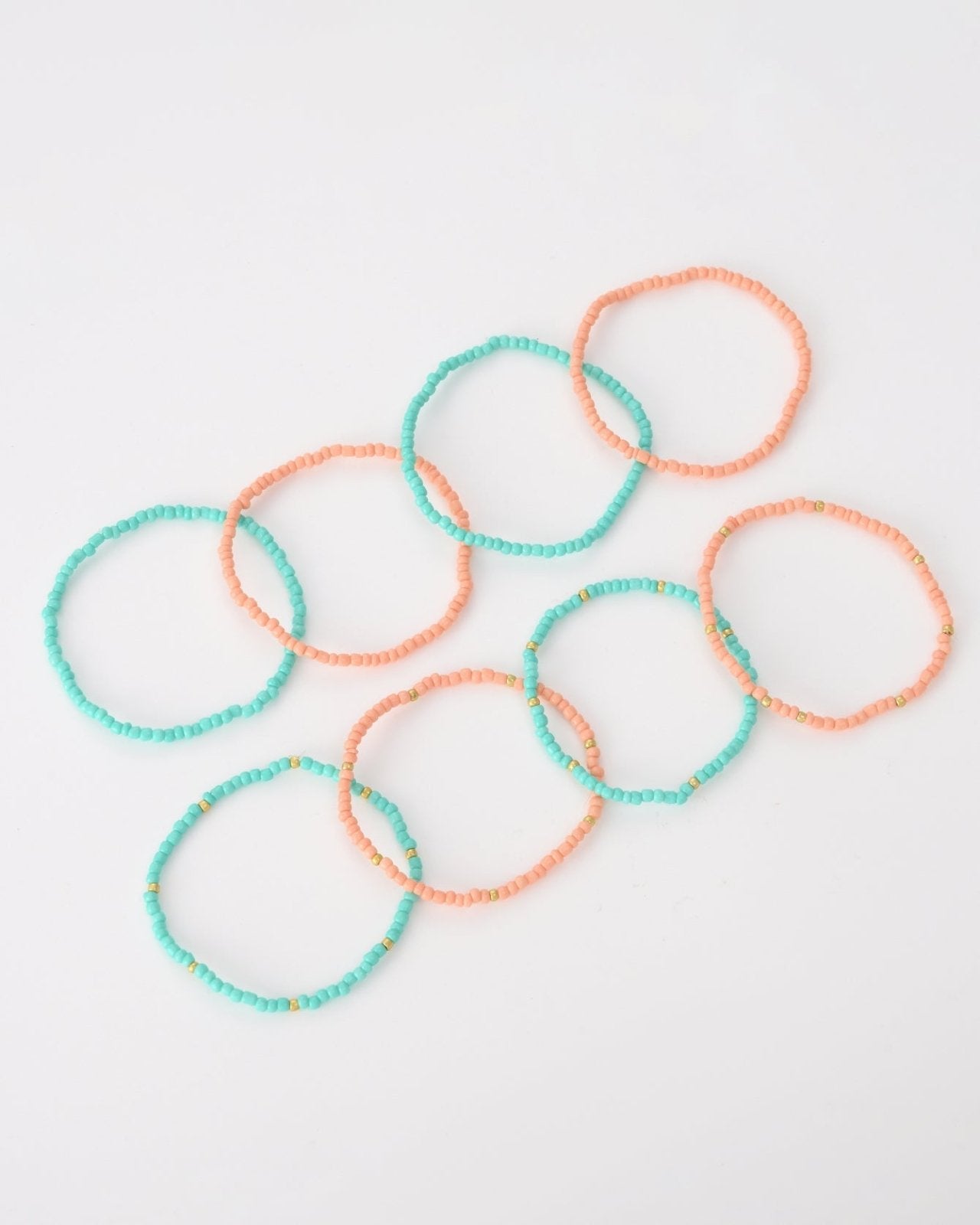 Peach en turquoise armbanden set - Nouka