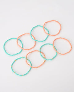 Peach en turquoise armbanden set - Nouka