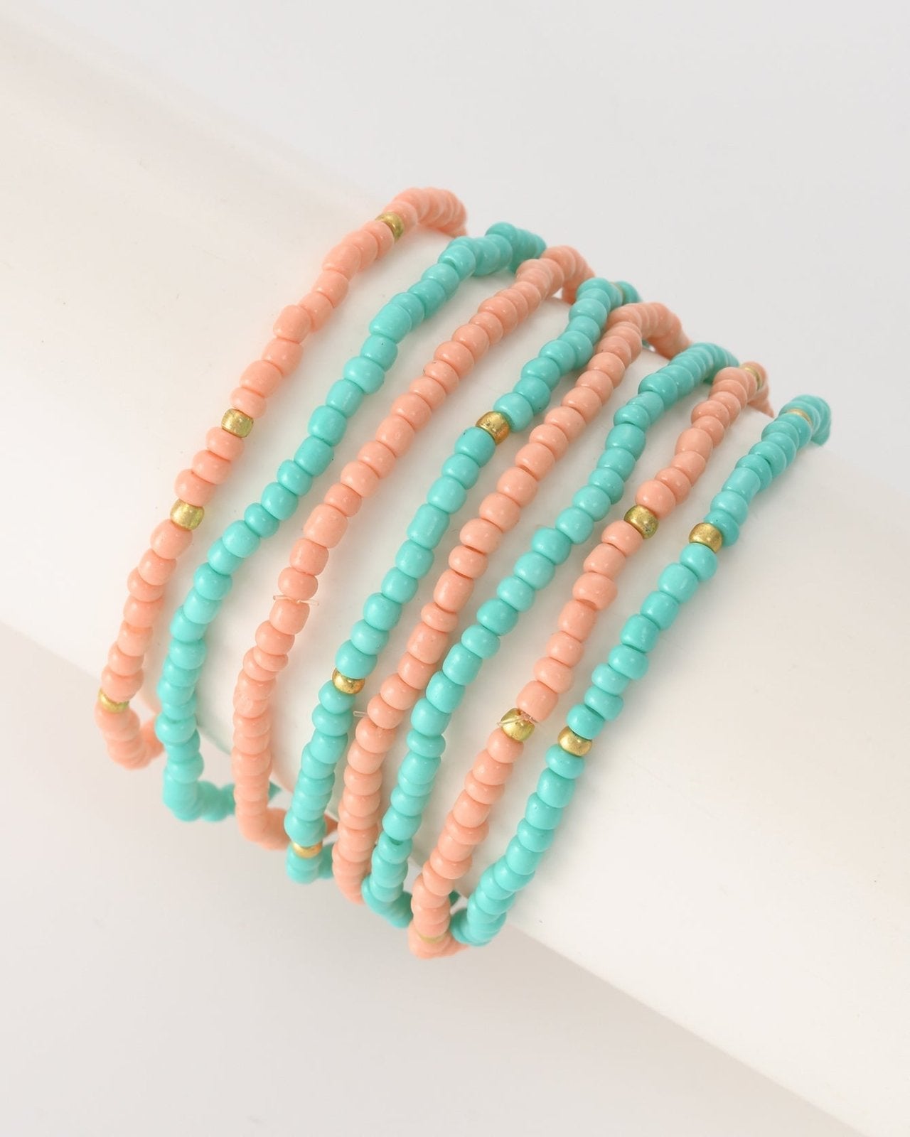 Peach en turquoise armbanden set - Nouka