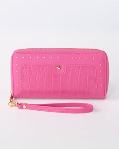 Roze croco portemonnee met studs - Nouka