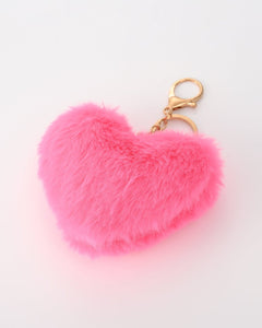 Roze fluffy hart sleutelhanger - Nouka