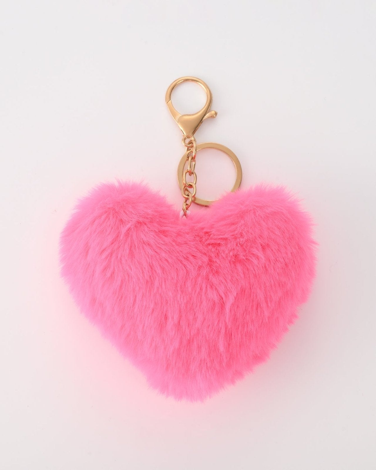 Roze fluffy hart sleutelhanger - Nouka