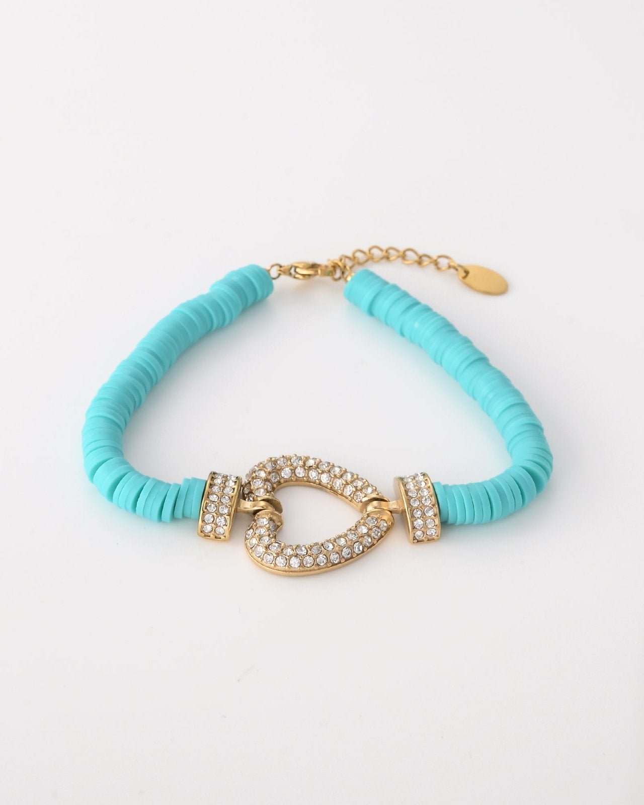 Turquoise armband met steentjes hart - Nouka