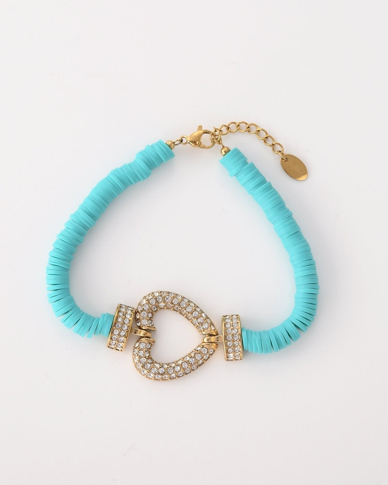 Turquoise armband met steentjes hart - Nouka