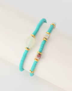 Turquoise armbanden set - Nouka