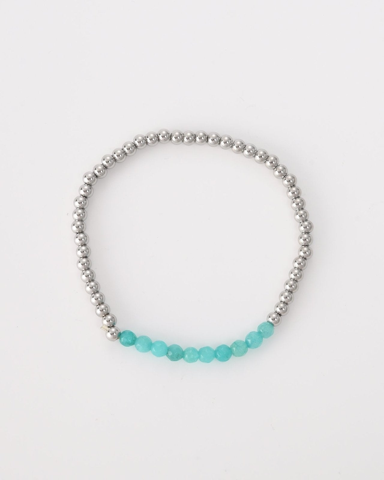 Turquoise en zilverkleurige kralen armband - Nouka