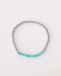 Turquoise en zilverkleurige kralen armband - Nouka