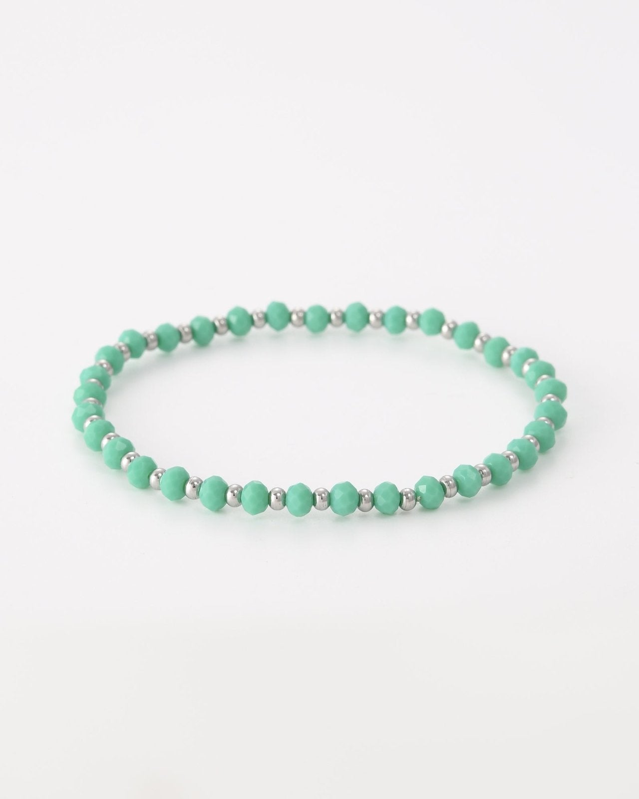 Turquoise en zilverkleurige kralen armband - Nouka