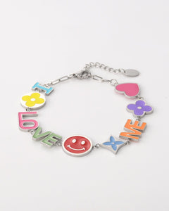 Zilverkleurige armband met "I LOVE ME" tekst - Nouka