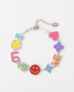 Zilverkleurige armband met "I LOVE ME" tekst - Nouka