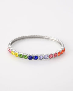 Zilverkleurige bangle met multicolor stenen - Nouka