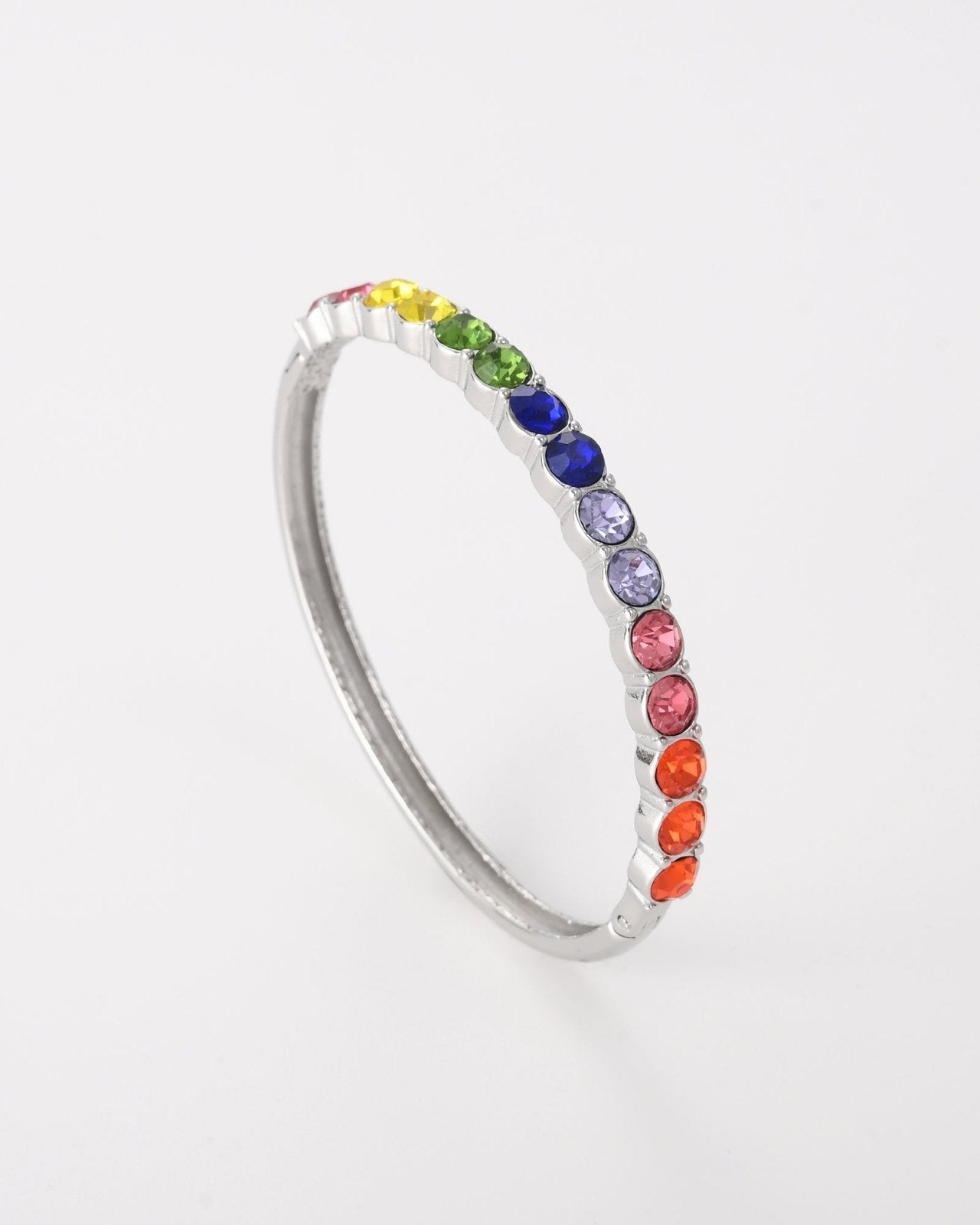 Zilverkleurige bangle met multicolor stenen - Nouka