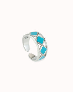 Zilverkleurige ring met klavertjes - Nouka