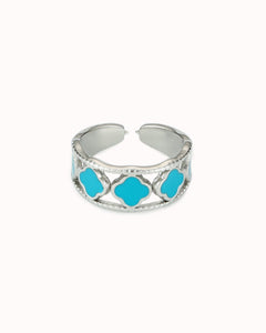 Zilverkleurige ring met klavertjes - Nouka