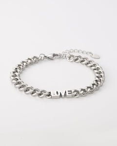 Zilverkleurige schakel armband met ''LOVE'' tekst - Nouka