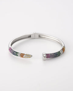 Zilverkleurige spijker cuff armband met multicolor steentjes - Nouka