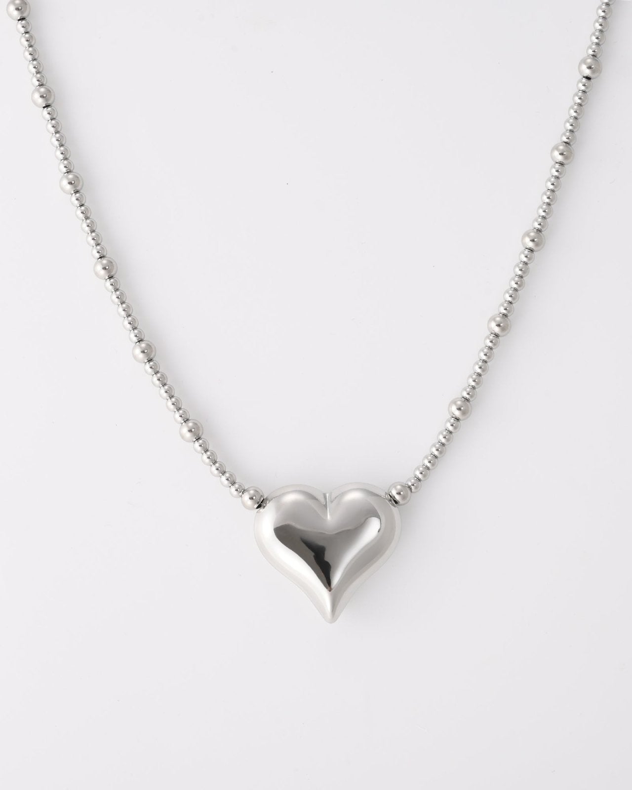 Zilverkleurige statement ketting met hart - Nouka