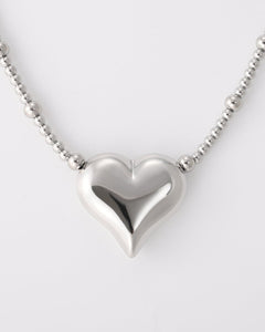 Zilverkleurige statement ketting met hart - Nouka